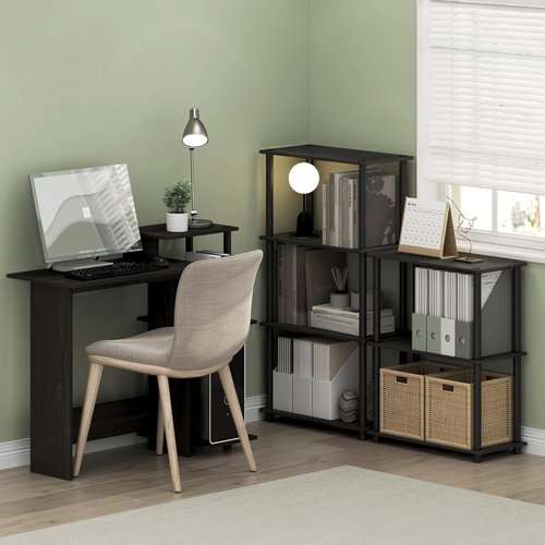 Furinno Turn-N-Tube 4-Tier Multipurpose Shelf Display Rack - Espresso & Black Finish