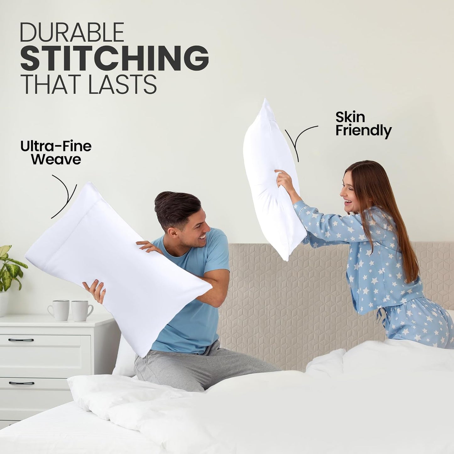 Utopia Bedding Standard Pillow Cases - Soft Brushed Microfiber - 2 Pack, White | 20 x 26 Inches