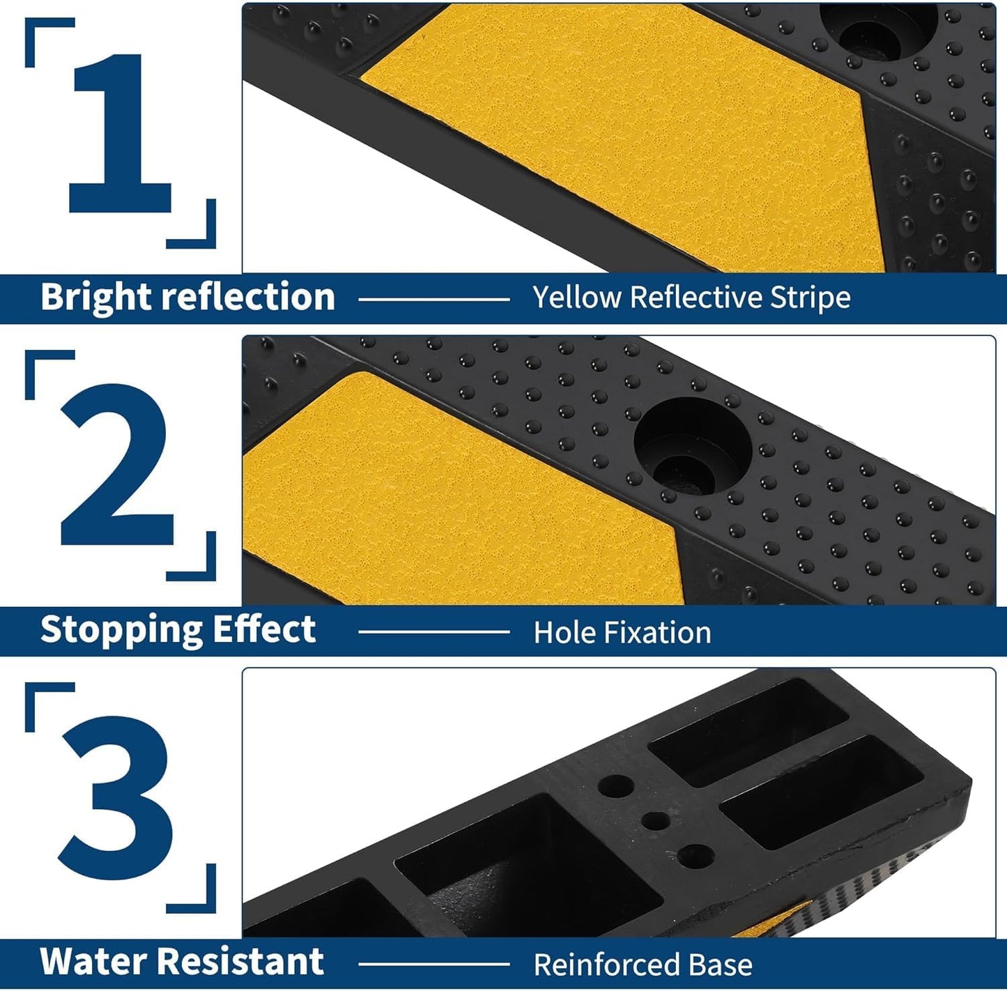 EliteEdge 4 Packs 72" Heavy Duty Rubber Parking Curb, 55000 LBS Capacity Parking Stopper with Reflective Stripes