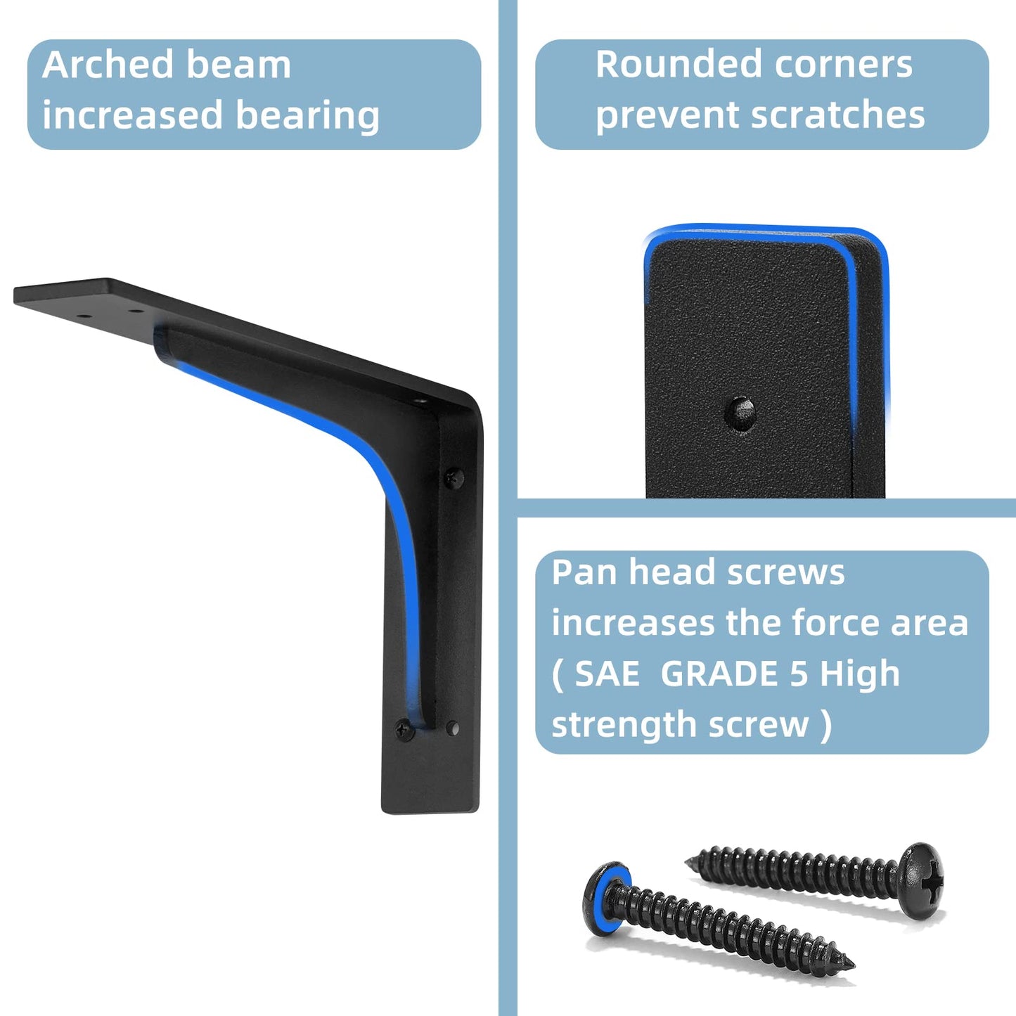 10"x 6"Shelf Bracket ,L Shelf Brackets,max Load 300lbs, Premium Alloy Metal Heavy Duty Shelf Bracket, high Strength Mounting Hardware Included, countertop Support,Corner Brace,Pack of 4.