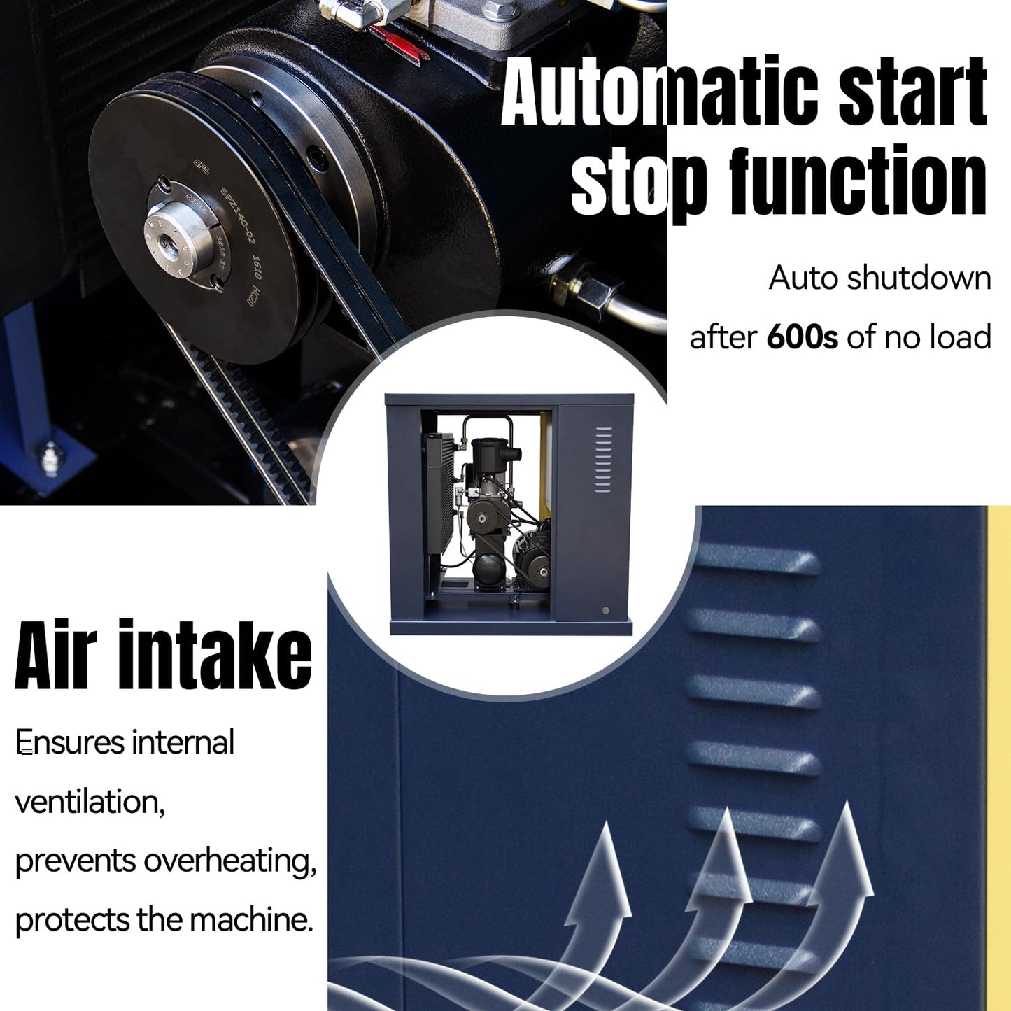 HPDAVV DV-10A Rotary Screw Air Compressor 230V/3Ph 7.5KW 10HP 125PSI 35CFM Heavy Duty Air Compressed System for Small Machining & Fabrication Workshops, Automotive