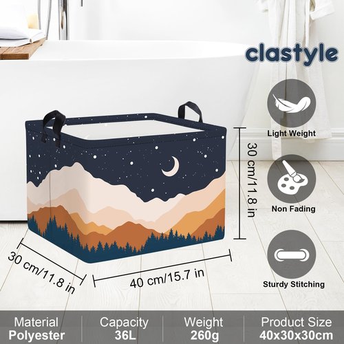Clastyle Bohemia Baby Laundry Hamper Star Kid Storage Basket Women Girl Gift Toy Box Collapsible Clothes Organizer Nursery Bin for Bedroom,Moon,40 * 30 * 30 cm