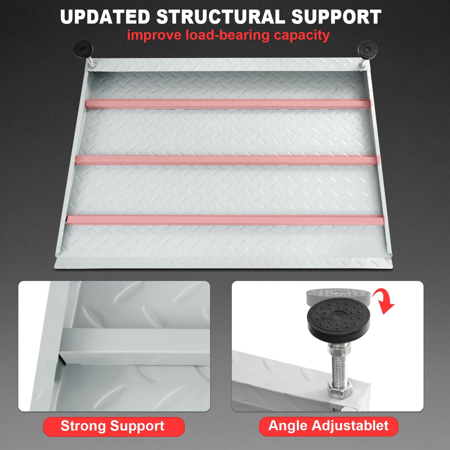 HONYTA Height Adjustable Door Ramp, Door ramp for 3”, 5” to 7.5” Threshold or Steps, Heavy Duty Door ramp for Wheelchairs Walkers Scooters(27.6" L*37.4" W, Alloy Steel, Max 800LBs)