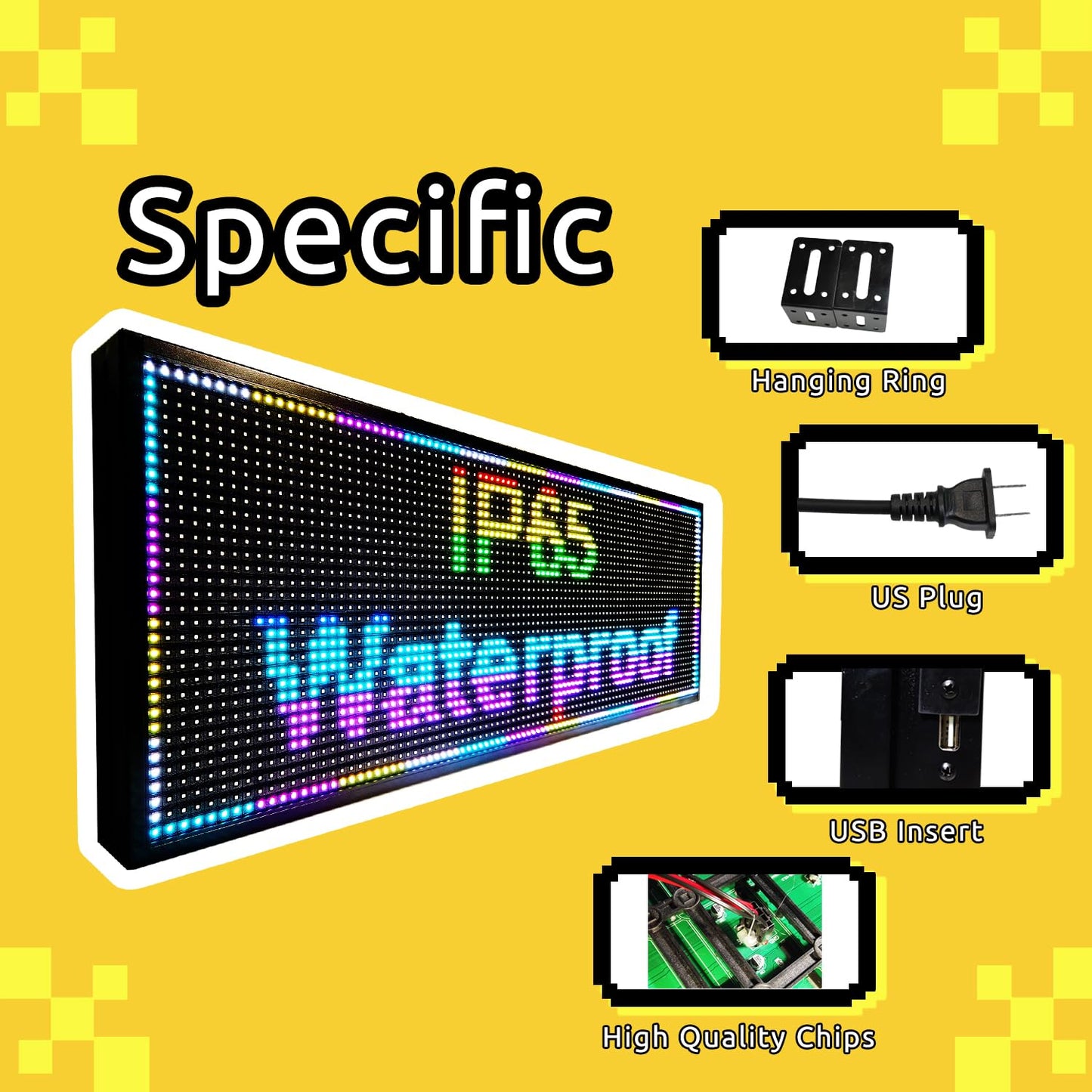 P10 Programmable Scrolling LED SIGN 40"×14" LED Display, 4000cd/m³ High Brightness led Display with WIFI+USB, Indoor Outdoor Digital Sign Screen, SMD Technology Open Sign for Advertising Advertising