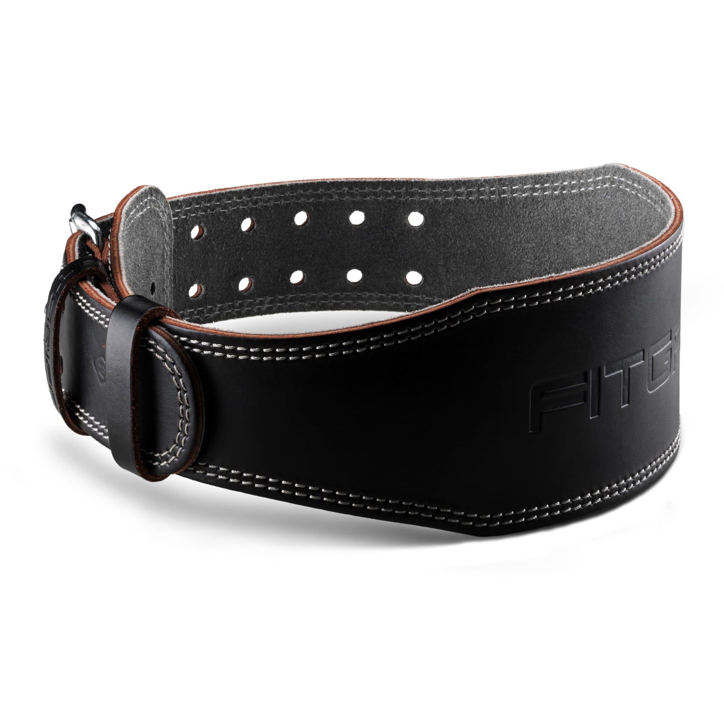 Fitgriff® Classic Weight Lifting Belt (100% Leather) for Men and Women - Gym Belt for Squats, Deadlift, Back Support (XL, Black (4 inch))