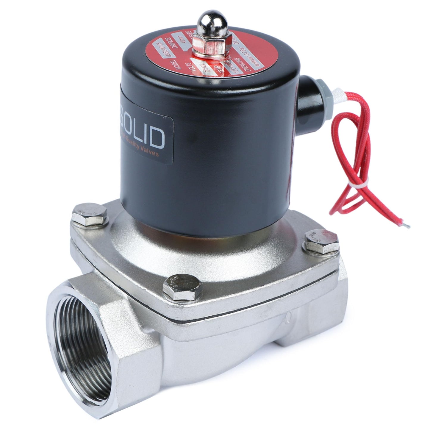 U.S. Solid 1-1/2" Solenoid Valve - 12V DC Stainless Steel Electric Solenoid Valve, Normally Closed, Viton Seal