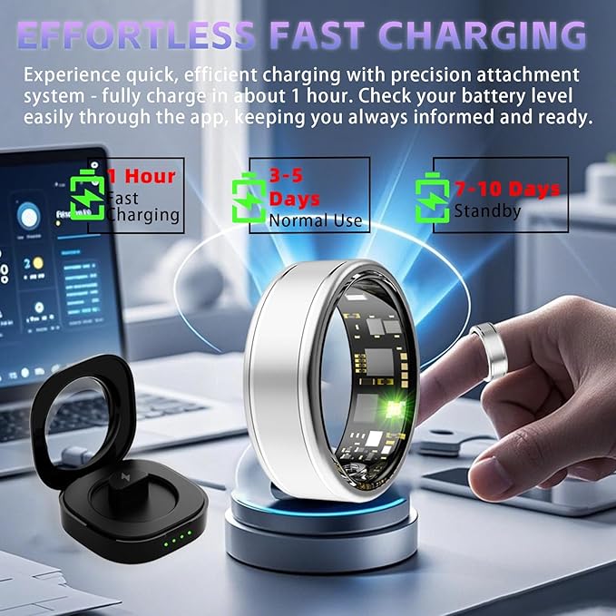 Smart Ring for Women ??Fitness Tracker Ring with Heart Rate, SpO2, Blood Pressure, Sleep Monitoring, Step & Calorie Counter, No Subscription Fee, iOS & Android Compatible (Silver, 12)