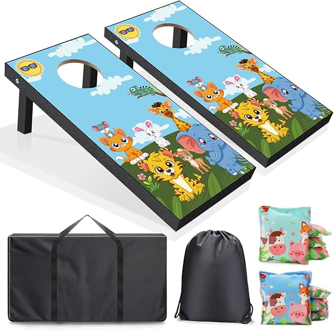 Portable 2 ft x 1 ft Cornhole Game Set with 8 Bean Bags and 1Carry Bag Excellent for Indoor & Outdoor Play – Fun Filled Cornhole Sets
