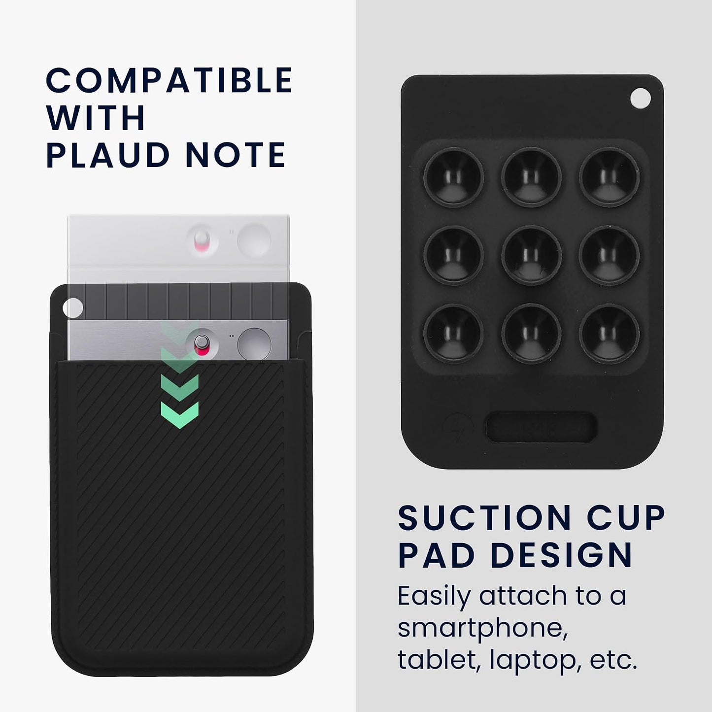 kwmobile AI Voice Recorder Cover with Suction Cup Mount - Black