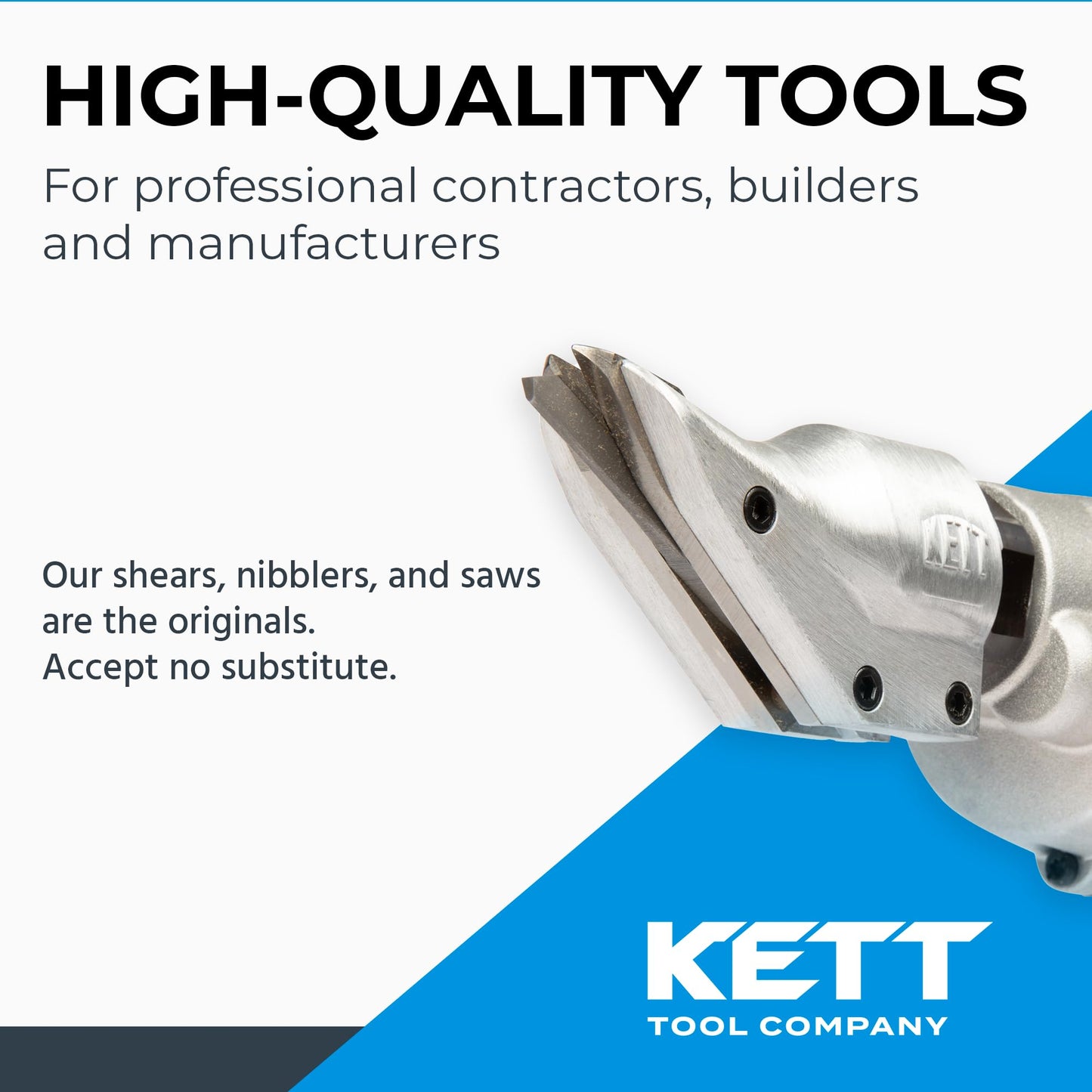 Kett KD-400 18-Gauge Double Cut Shear, 2500 RPM, A-2 steel blades, Metal Cutter Tool, Electric Shears, For Metal Fabricators, Automotive, HVAC