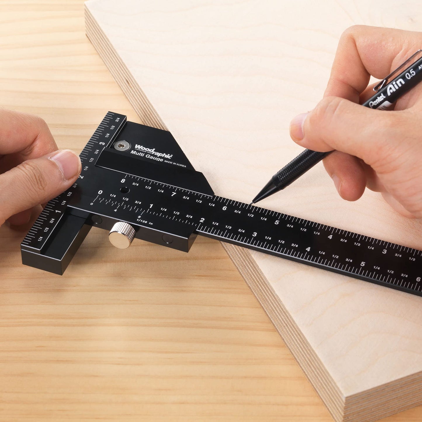 Woodraphic Scriber Gauge 37 Inch – Extra Long Measuring and Marking Ruler, Layout and Joinery Gauge, CNC Aluminum Square Tool for Woodworking, Carpentry, Framing, DIY Projects (New Version)