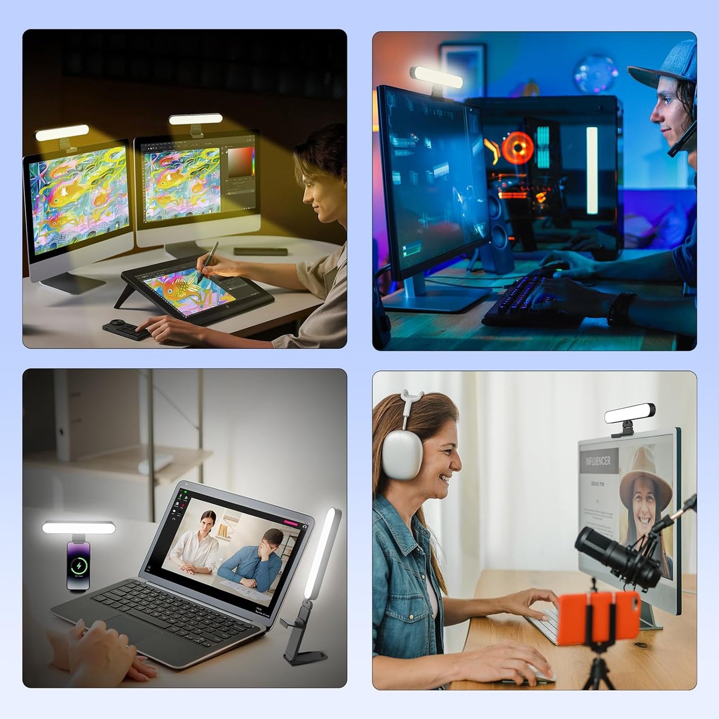Takerers 3 10 (1-Pack) Video Conference Lighting, Webcam Light with Remote & Touch Control, Color Temperature, Level