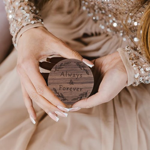 Drnilui Ring Box, Wooden Ring Boxes and Ring Holder Portable Jewelry Case Premium Gift for Weddings, Engagements, Anniversaries, and Birthdays