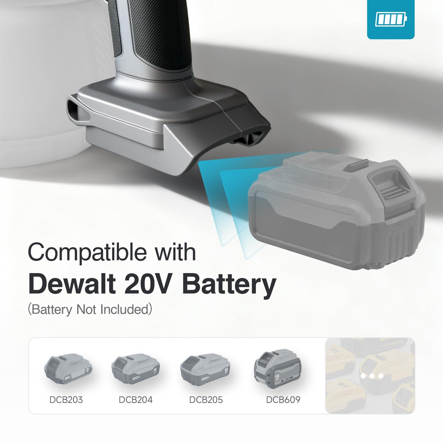 Tilswall Brushless Cordless Paint Sprayer Compatible with Dew 20V Battery (Battery Not Included), Easy Side-Fill, Electric HVLP Spray Paint Gun for House Painting, Furniture, Outdoor (White, 1300 ml)
