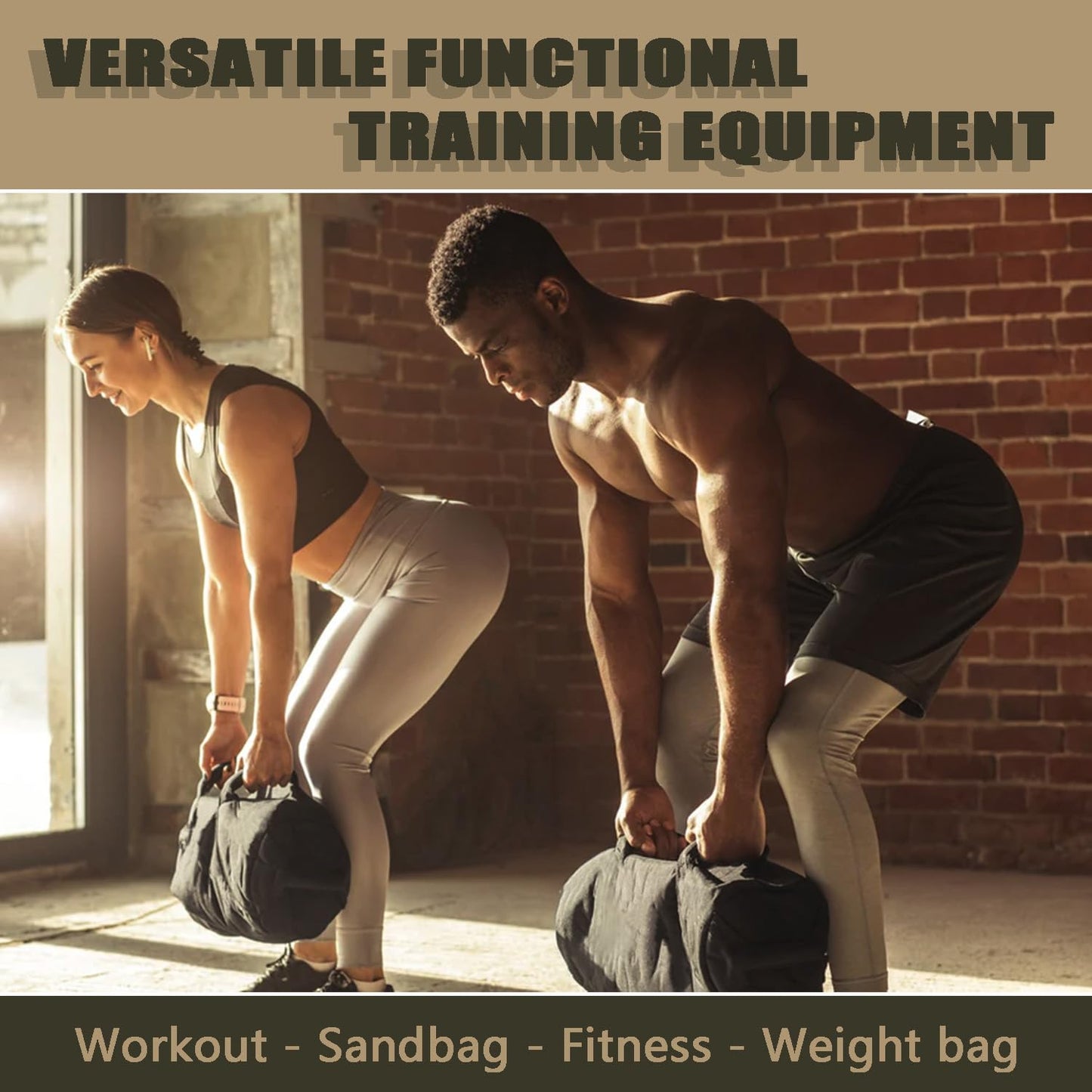 Favuit Workout Sandbag, Adjustable Weight Training Fitness Sand Bags with Multiple Handles and 3 Inner Sandbags for Heavy Duty Workout Cross Training Strength Weightlifting