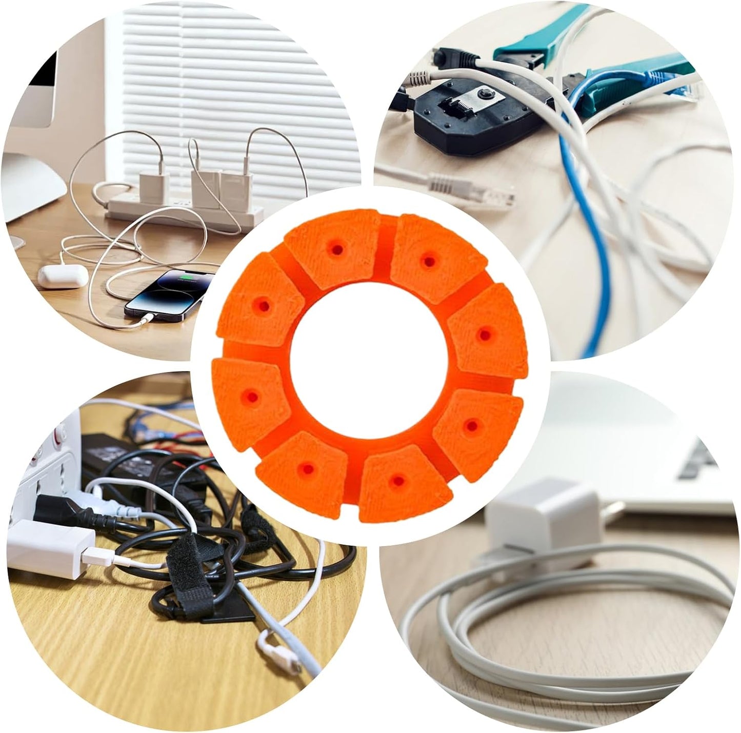 Generic Cable Organizer Cord Holder Keeper | Portable Charger and Wire Winding Holder for Desk, Bedside, Kitchen