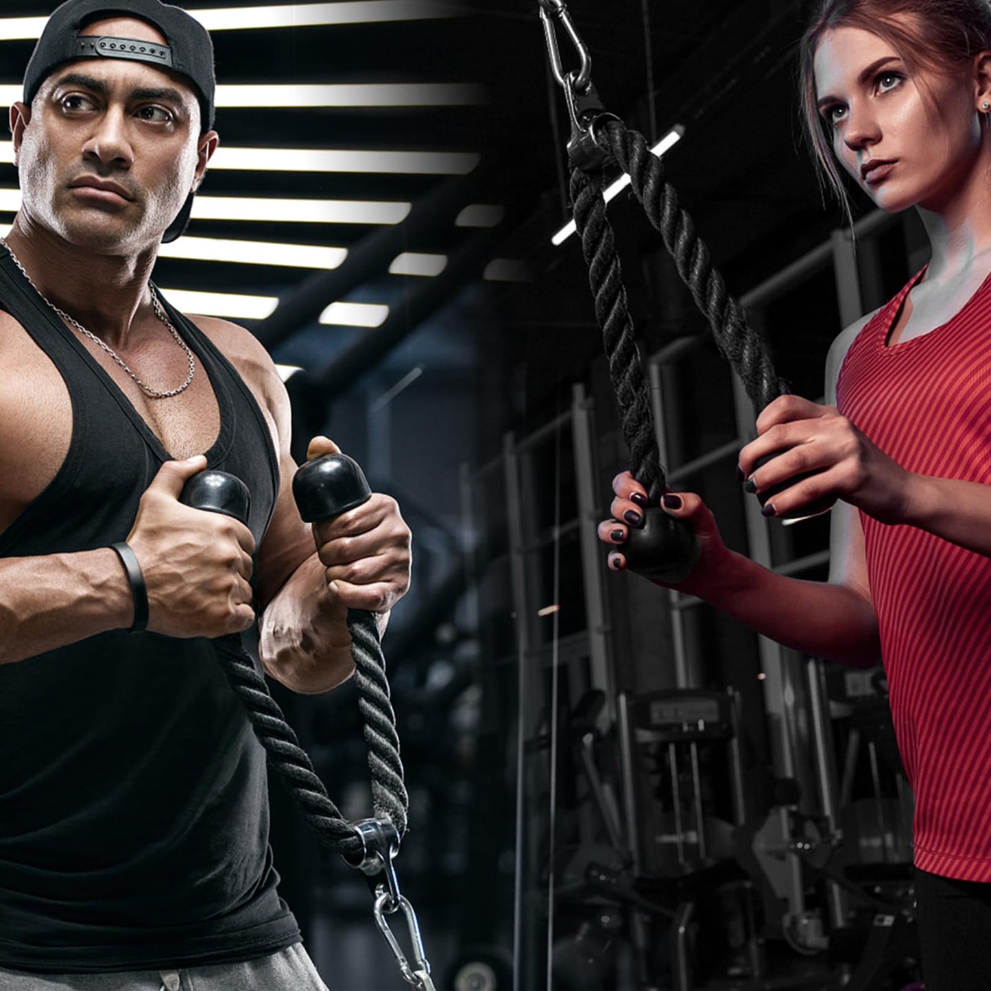 Pulley System for Home Gym, Cable Pulley System Gym for LAT Pulldown Cable Machine Pulley Attachment with Tricep Rope Ideal for Biceps Curl, Arm Workouts, Strength Training