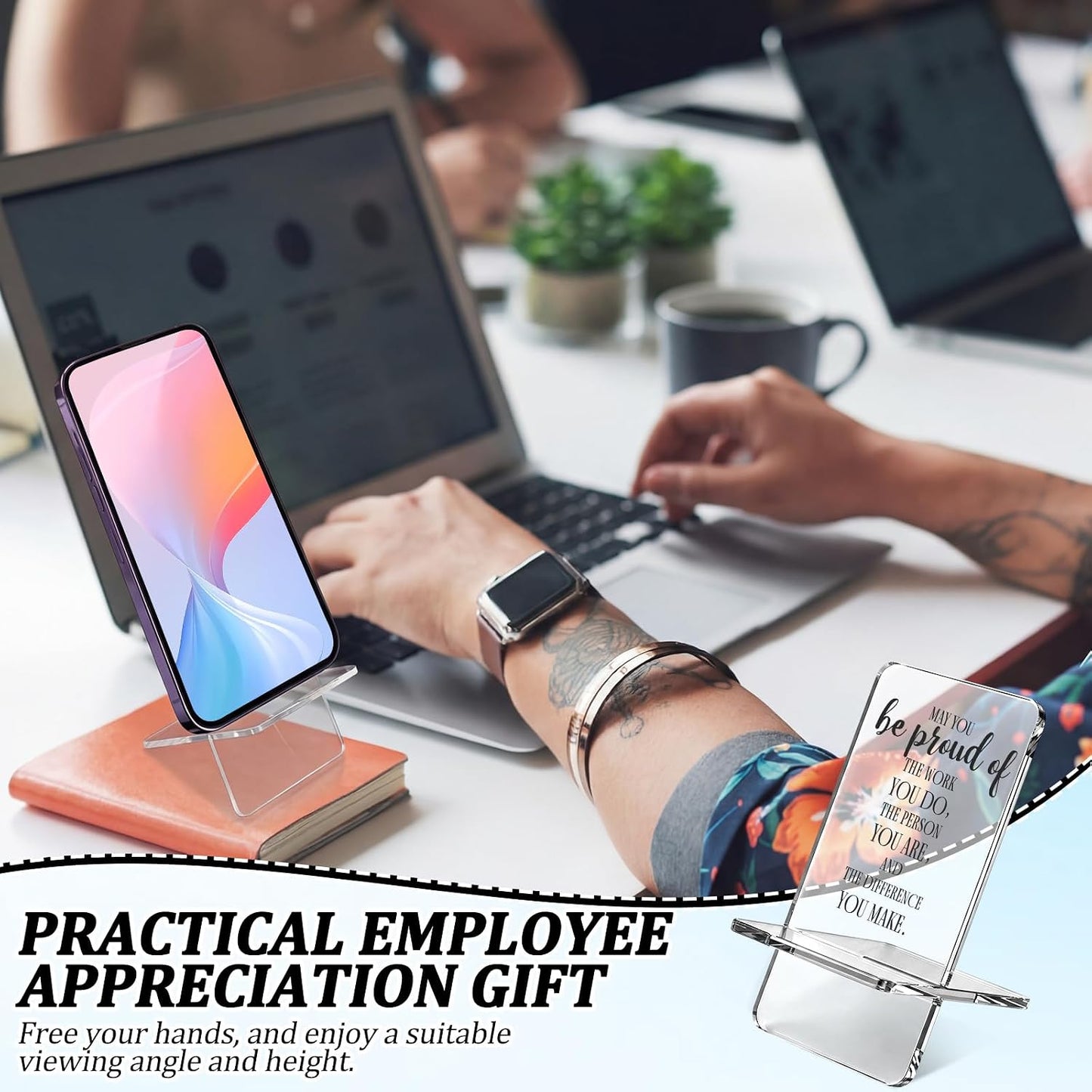 10 Sliner Pcs Employee Appreciation Gifts Bulk Acrylic Phone Stand for Desk Office Inspirational Thank You Gift