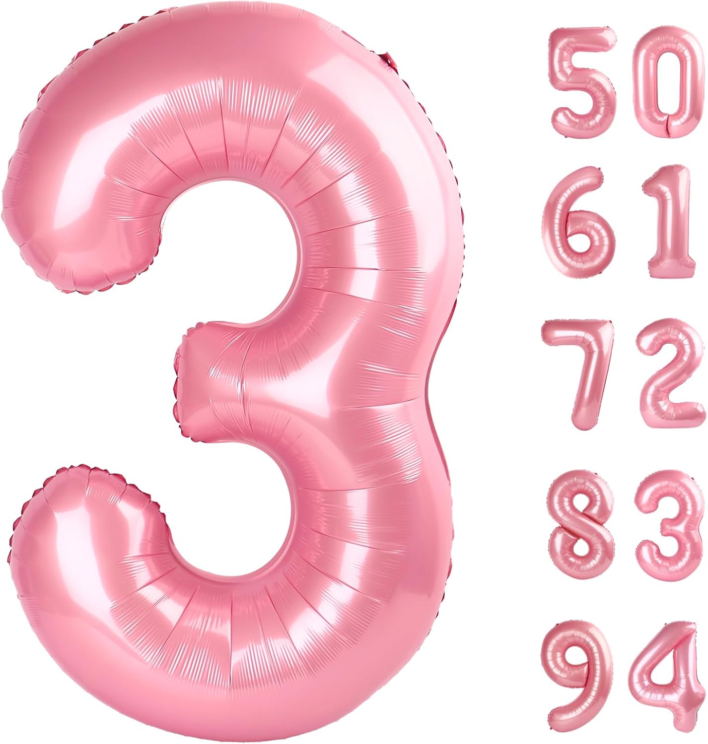 Pearlescent Pink Number 3 Balloon - 40 Inch Birthday Decoration for Girls & Women Parties