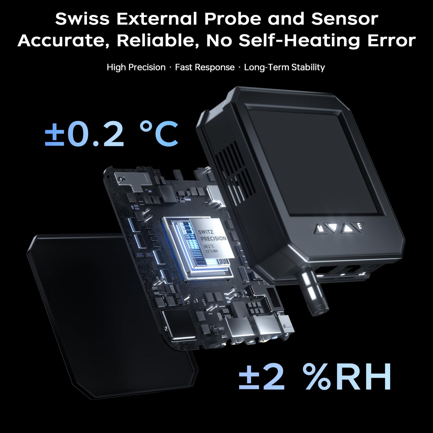 Ethernet Server Room Temperature Monitor (Swiss Sensors) PoE Server Rack Temperature Humidity Sensor with Web Interface, SNMP Modbus MQTT Support, Dual Power, IP55, Data Logging, Alarm & Relay Output