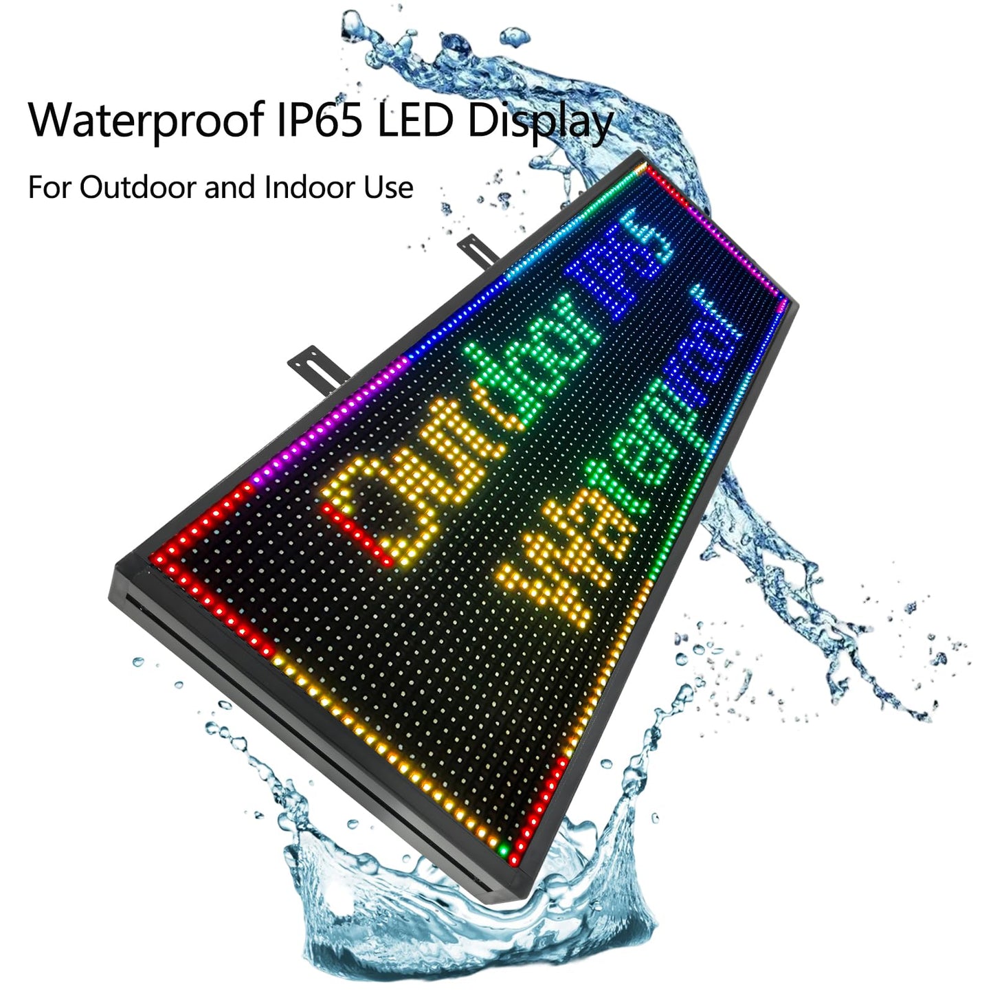 P10 Outdoor/Indoor Programmable LED Sign, 4000CD/㎡ High Brightness Scrolling Display, WiFi Control, Customizable Message Board for Business Advertising, Restaurants, Stores, Bars 40"x14"