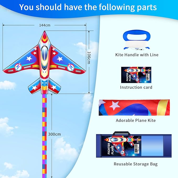 Xida Kites for Kids Ages 4-8, Large Kite for Adults, Easy to Fly Beach Kites with Handle and String,Perfect for Beginners,Beach,and Outdoor Flying Fun
