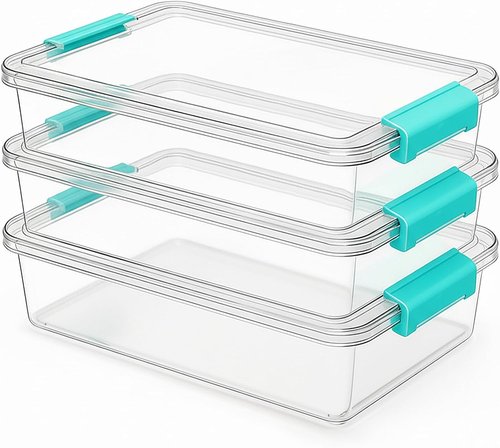 Gifhomfix 6QT Craft Organizers - Clear Storage Box with Lid for Art Supplies | 3 Pack