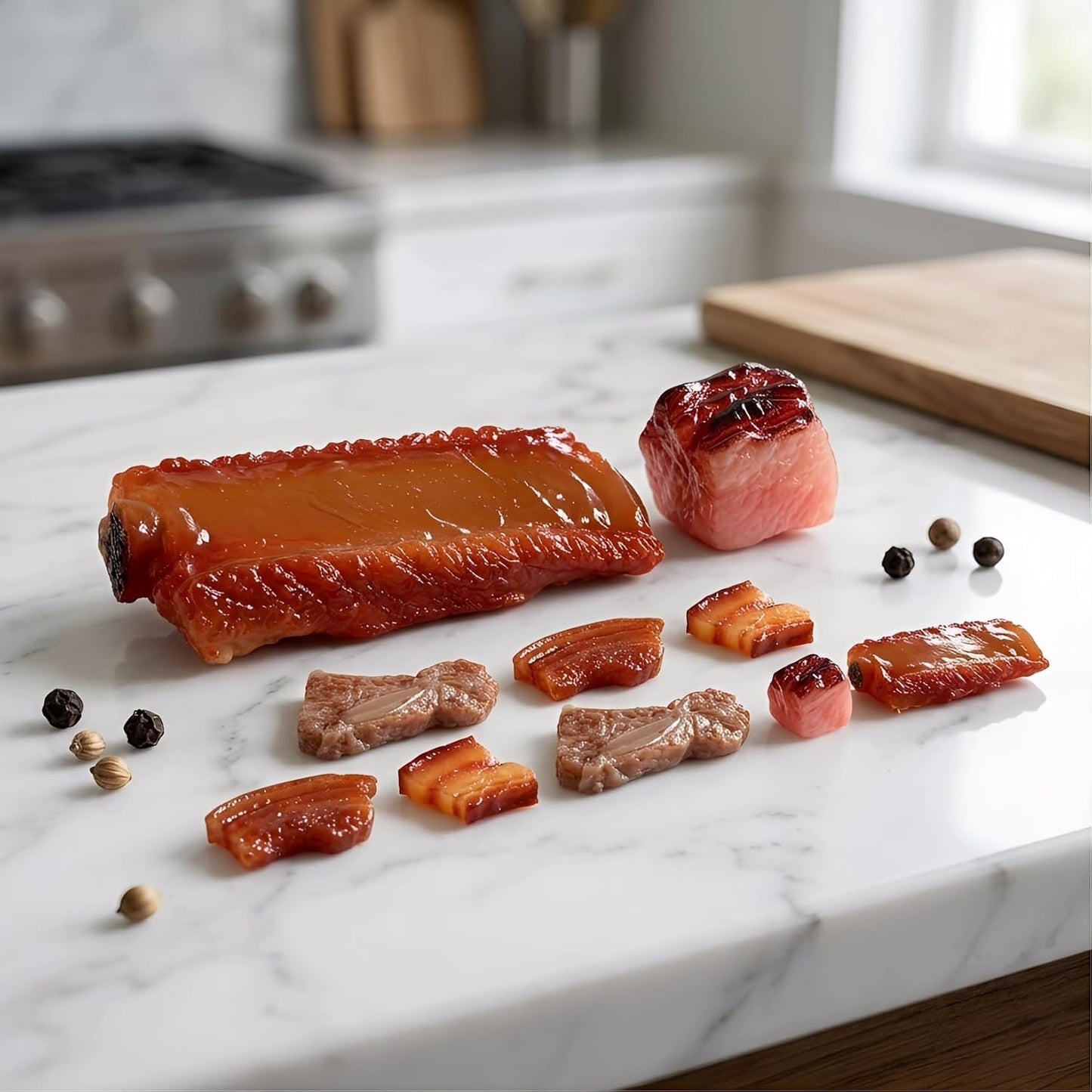10Pcs Fake Meat Pork Ribs Artificial Food Props Lifelike Meat Fake Food for Kitchen Display Restaurant Cabinet