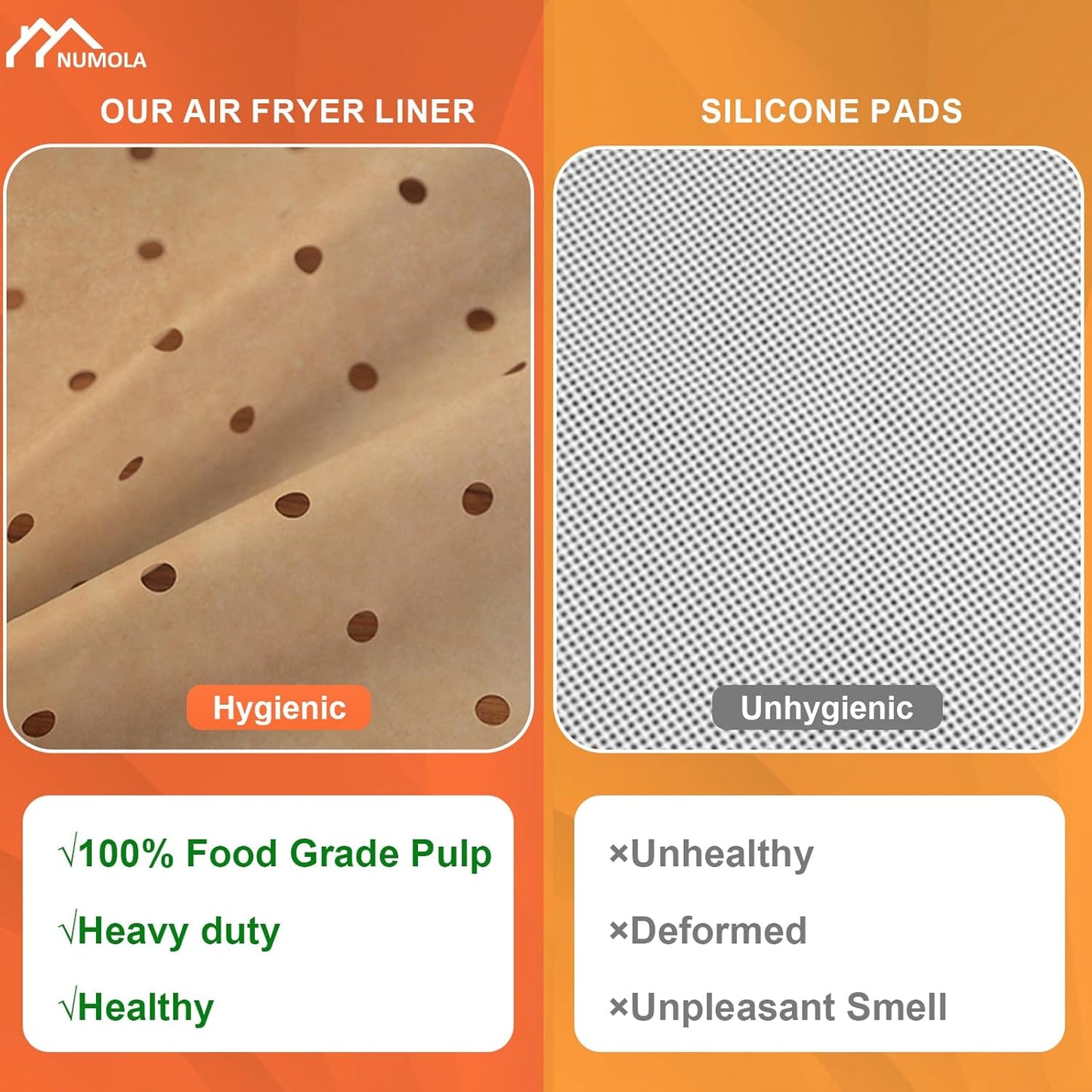Numola 100 Pcs Air Fryer Liners - 9 Inch Perforated Parchment Paper for Non-Stick Baking & Steaming
