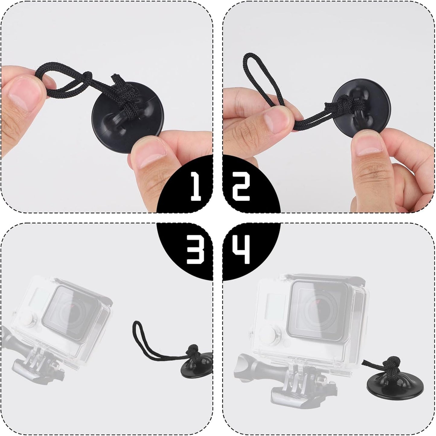 lasuroa 4pcs Insta360 x4 x3 Action Camera Safety Tether with High-Bond Adhesive Pads, Strong Adhesive Stickers Strap