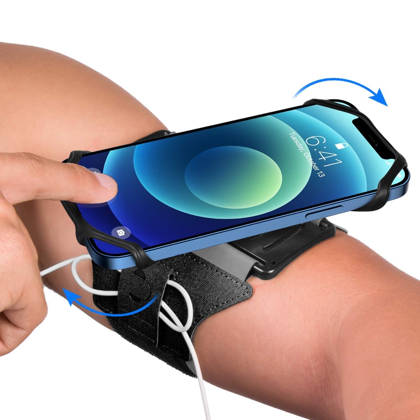 VUP Running Armband 360°Rotatable for iPhone 17/16/15/14/13/Pro Max/Pro/Mini/12/11/SE/Xs/XR/X/8/7/Plus, Fits All 4-6.7 Inch Smartphones, with Key Holder Phone Armband for Running Hiking Biking (Black)