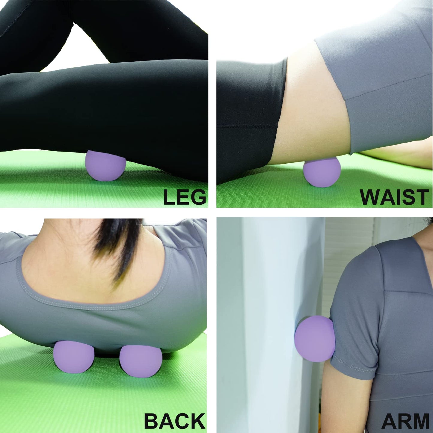 Hard Lacrosse Ball Massage Ball Therapy. Firm Trigger Point Massager Tool for Deep Tissue Yoga Physiotherapy Myofascial Release Muscle Relax Plantar Fasciitis Pain Relief (2 Pack) (Purple)