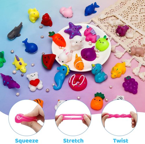 Mochi Squishy Toys 100 Pack - Fun Party Favors for Kids | Birthday Gifts & Classroom Prizes