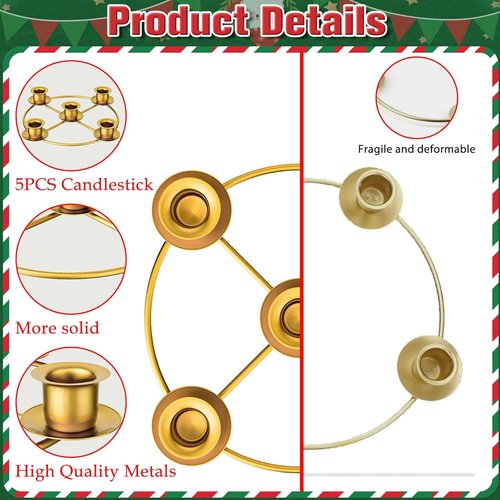 Advent Wreath | 5-Candle Holder Set with Candles & Rings | Festive Table Decoration for Christmas
