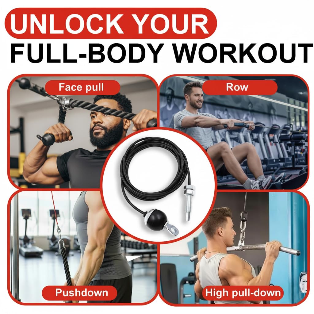 J Bryant Fitness Gym Replacement Cable Screw Bolt Cables Fitness Pulley Thick 5mm Heavy Duty Steel Wire Rope for Home Gym Cable Pulley Machine Accessories