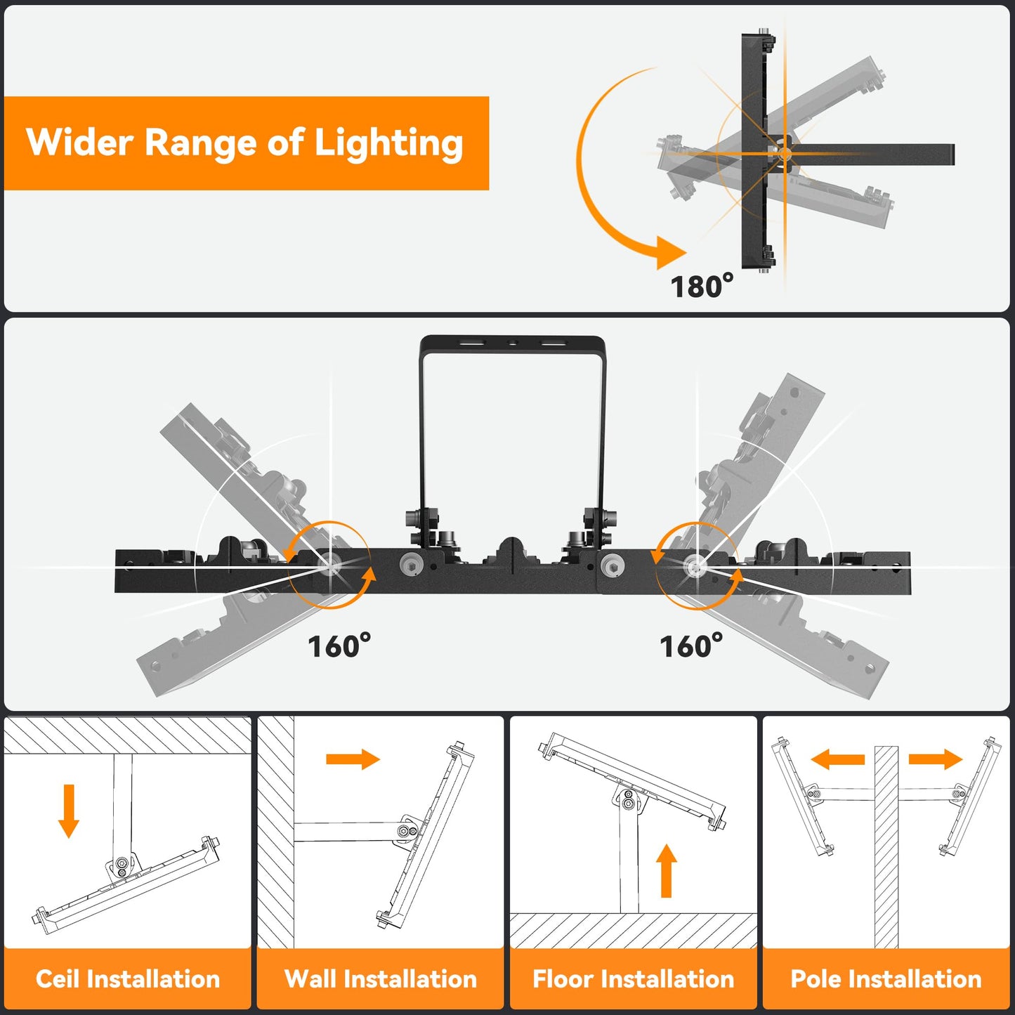 SOLLA 600W LED Flood Light Outdoor, 60000LM Super Bright Stadium Light, IP66 Waterproof 6000K Daylight, 3 Heads Adjustable Outdoor Floodlights for Backyard, Parking Lot,Stadium, Field(2 Pack)