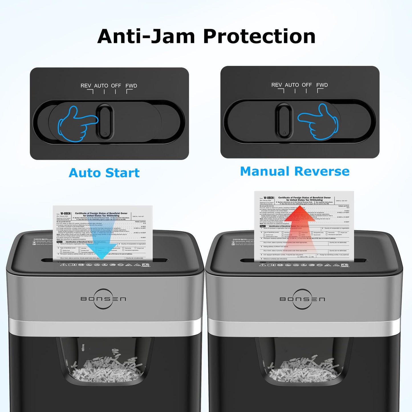 BONSEN 14-Sheet Paper Shredder for Home Office, Heavy Duty Cross Cut Shredder with 5.3 Gal Pullout Bin, Quiet Shredder for CDs/Credit Card/Staple, P-4 Security, Anti-Jam System