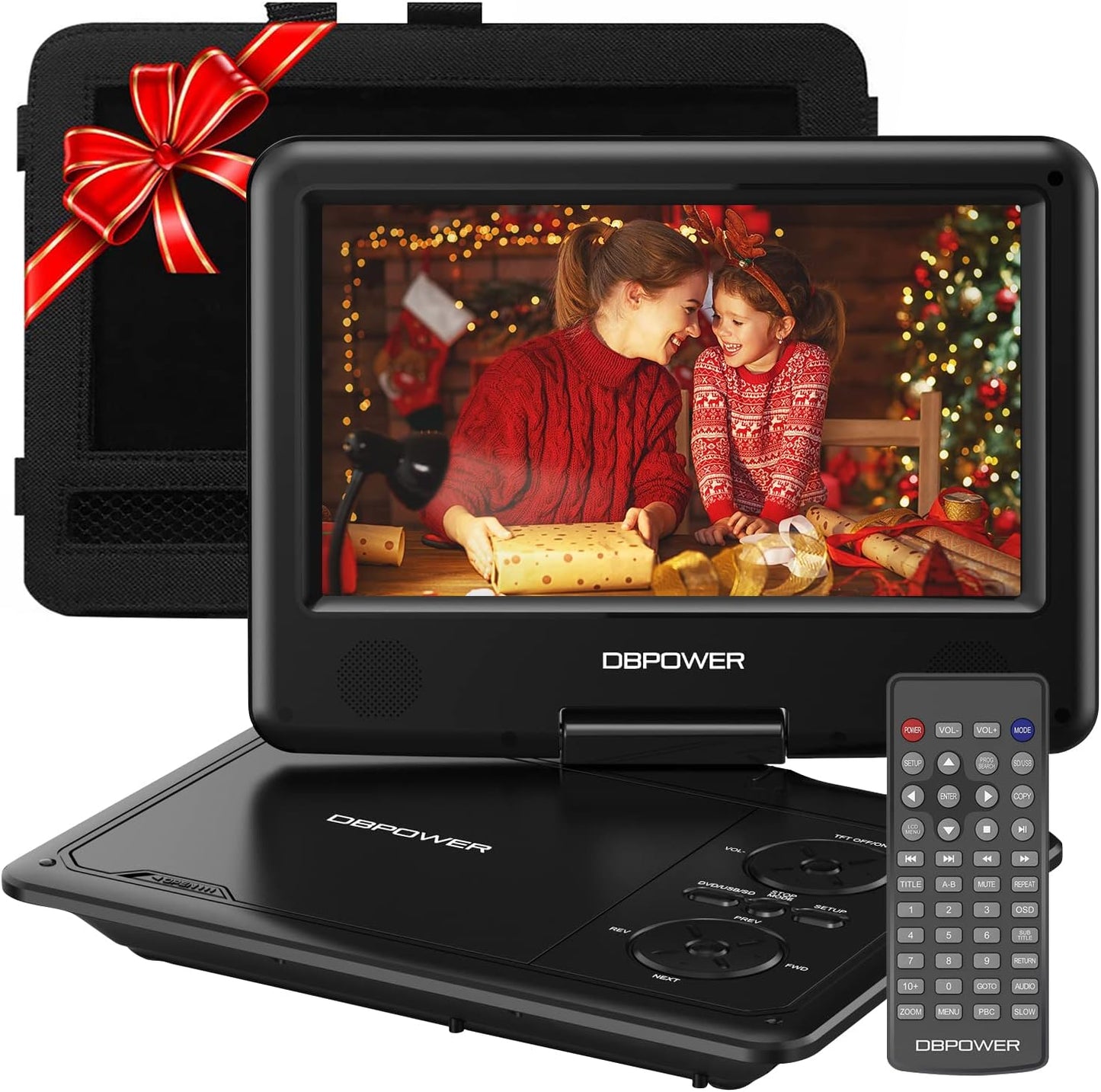 DBPOWER 11.5" 5-Hour 9" 1.8 Portable DVD Player, Built-in Rechargeable Battery, Swivel Screen, Support CD/DVD/SD