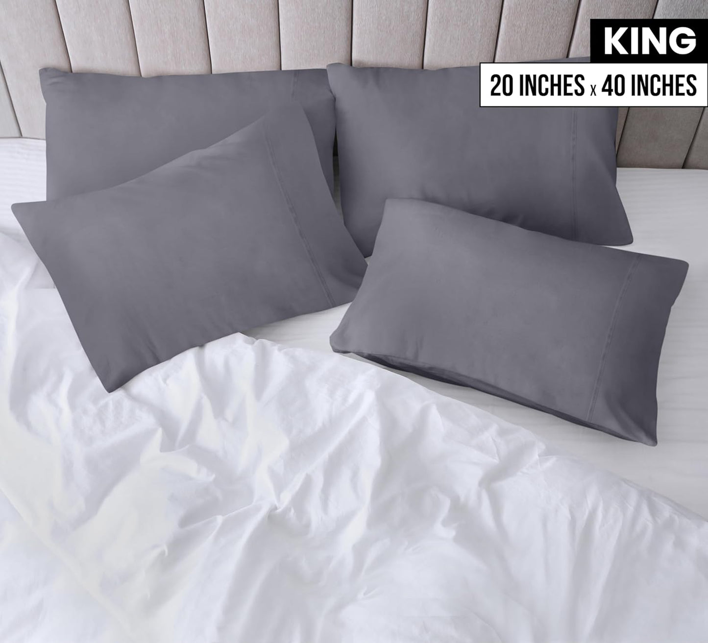 Utopia Bedding King Pillow Cases - 12 Pack - Soft Brushed Microfiber - Fade Resistant 20 X 40 Inches (Grey)