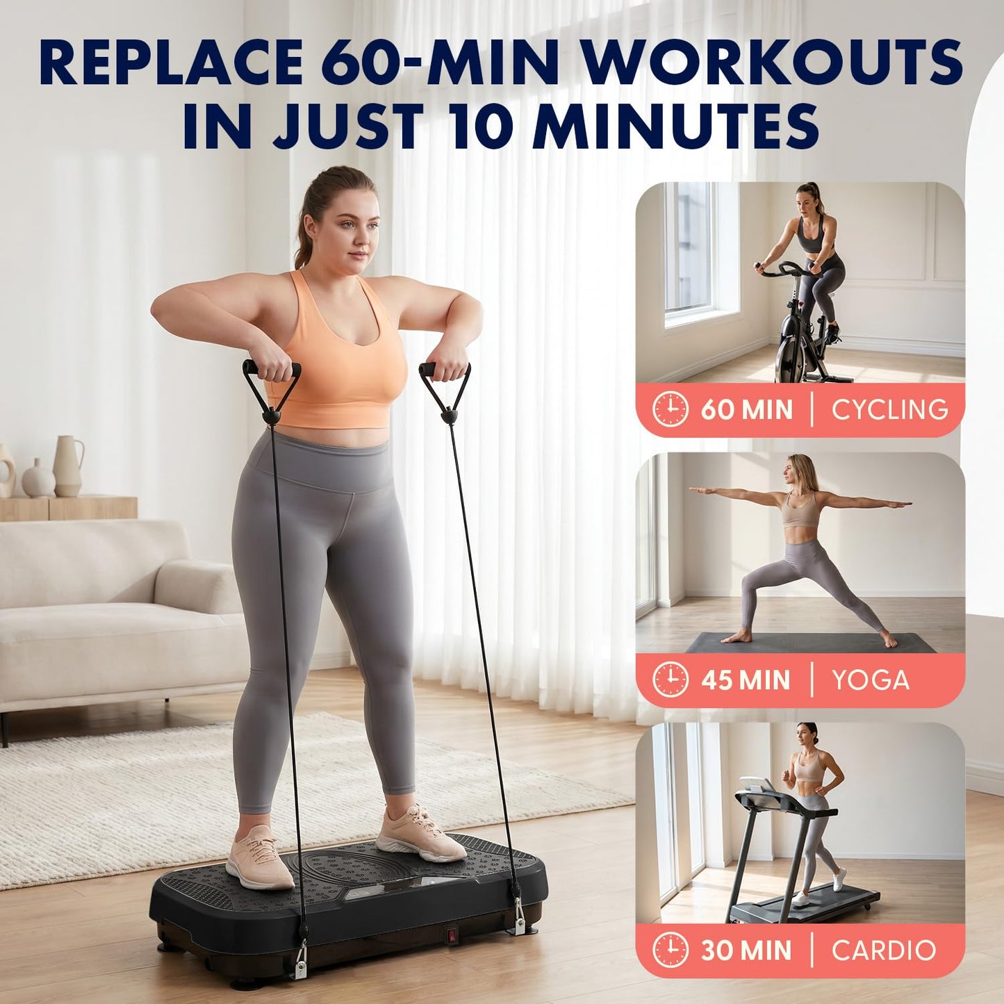 SQUATZ Vibration Plate Exercise Machine, Vibration Plate with Handles and 1-99 Speed Levels, 10 Preset Programs, Quiet Low-Impact Home Fitness Platform with Remote Control, Portable Design, Black