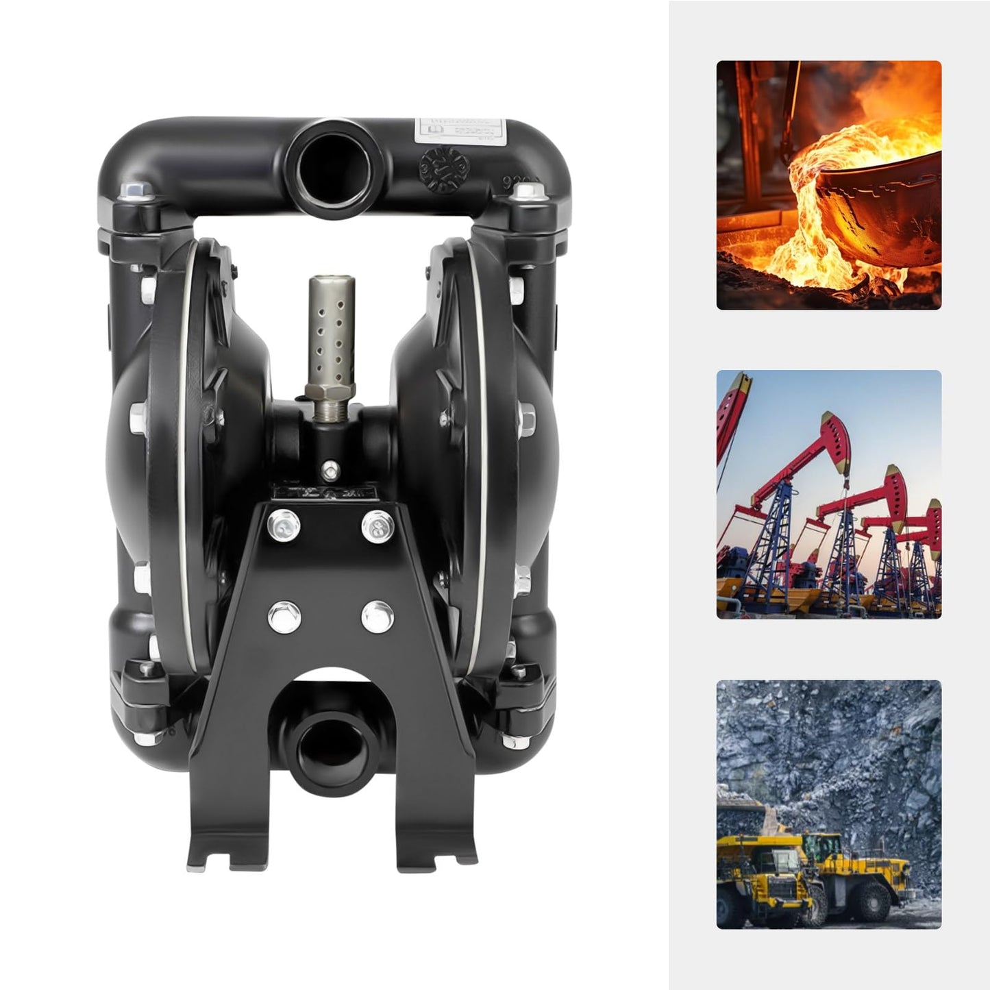 Air Operated Diaphragm Pump, 1 inch Inlet Outlet 39.6 GPM Pneumatic Transfer Max 120PSI 1/8 inch Pass Suspended Pneumatic Diaphragm Pump,Aluminum Body + Nitrile