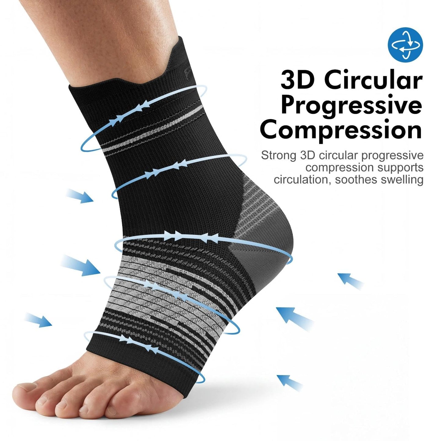 6 Pairs Plantar Fasciitis Socks for Men & Women, Ankle Brace Compression Socks with Arch Support for Achilles Tendonitis, Heel Pain, Swelling & Arthritis Relief, Black, Large