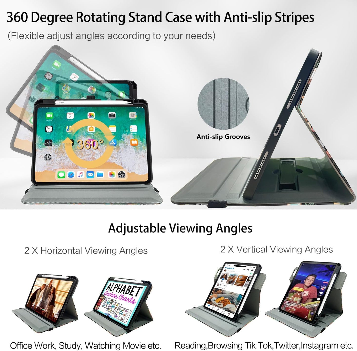 CutebriCase 11-inch M4/M3/M2, 5th/4th 10.9 Inch, 360 11-inch Rotating iPad Air Case Case for iPad Air Generation Swivel