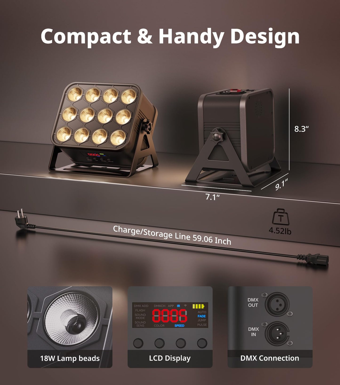 KeoBin 12x16W Rechargeable Par Lights, 8-Hr Battery Powered Uplights with DMX512/APP/Remote Control, RGBWA+UV Stage Lighting for DJ Shows, Party, Events