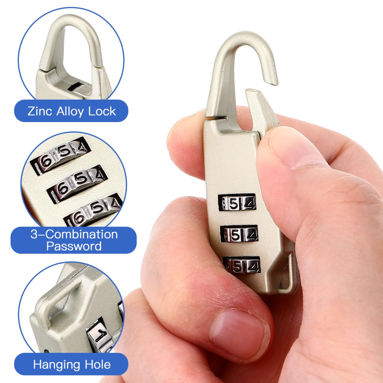 LIFKOME Digital Combination Lock 3-Digit Resettable Password Padlock for Luggage Suitcase Backpack Cabinet Portable Security Lock for Travel and Home Use 2.16X0.78X0.31In 6-Pack