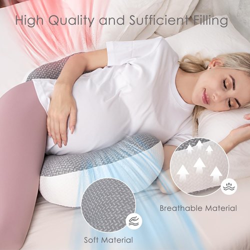 Chilling Home Pregnancy Pillow - Maternity Support for Back, Belly & Waist | Portable Grey Design