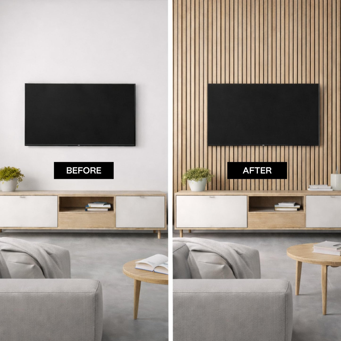 2-Pack Wood Panels for Wall - Acoustic Wood Slat Wall Panels, Soundproof Wooden Paneling for Interior Decor
