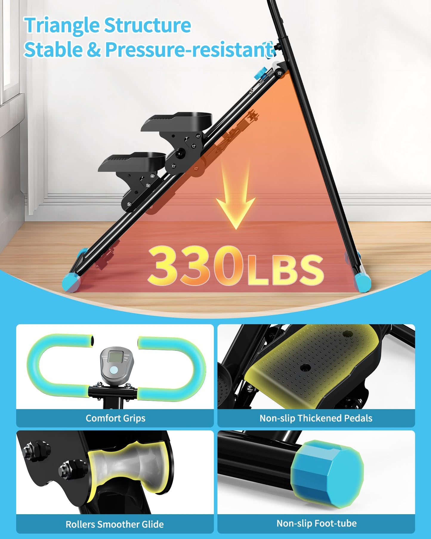 Stair Stepper for Home, Vertical Climber Workout Machine with Handlebar for Full Body Exercise Stair Climber Machine with Stable Frame & 3 Adjustable Height