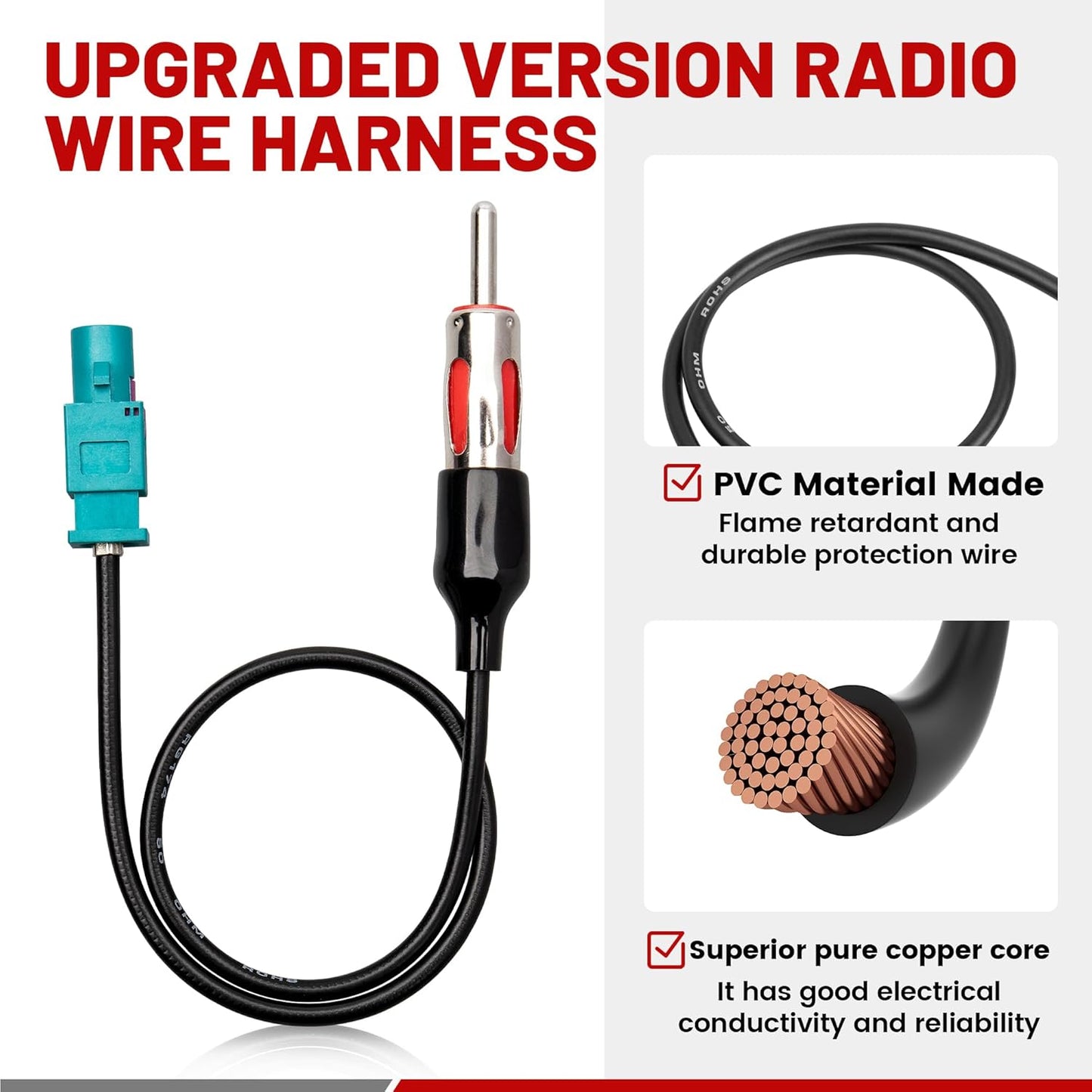 2013-2019 2014-2020, 2015-2020 RED WOLF Stereo Wiring Harness Antenna Adapter Fit for Dodge Ram, Jeep Chrysler