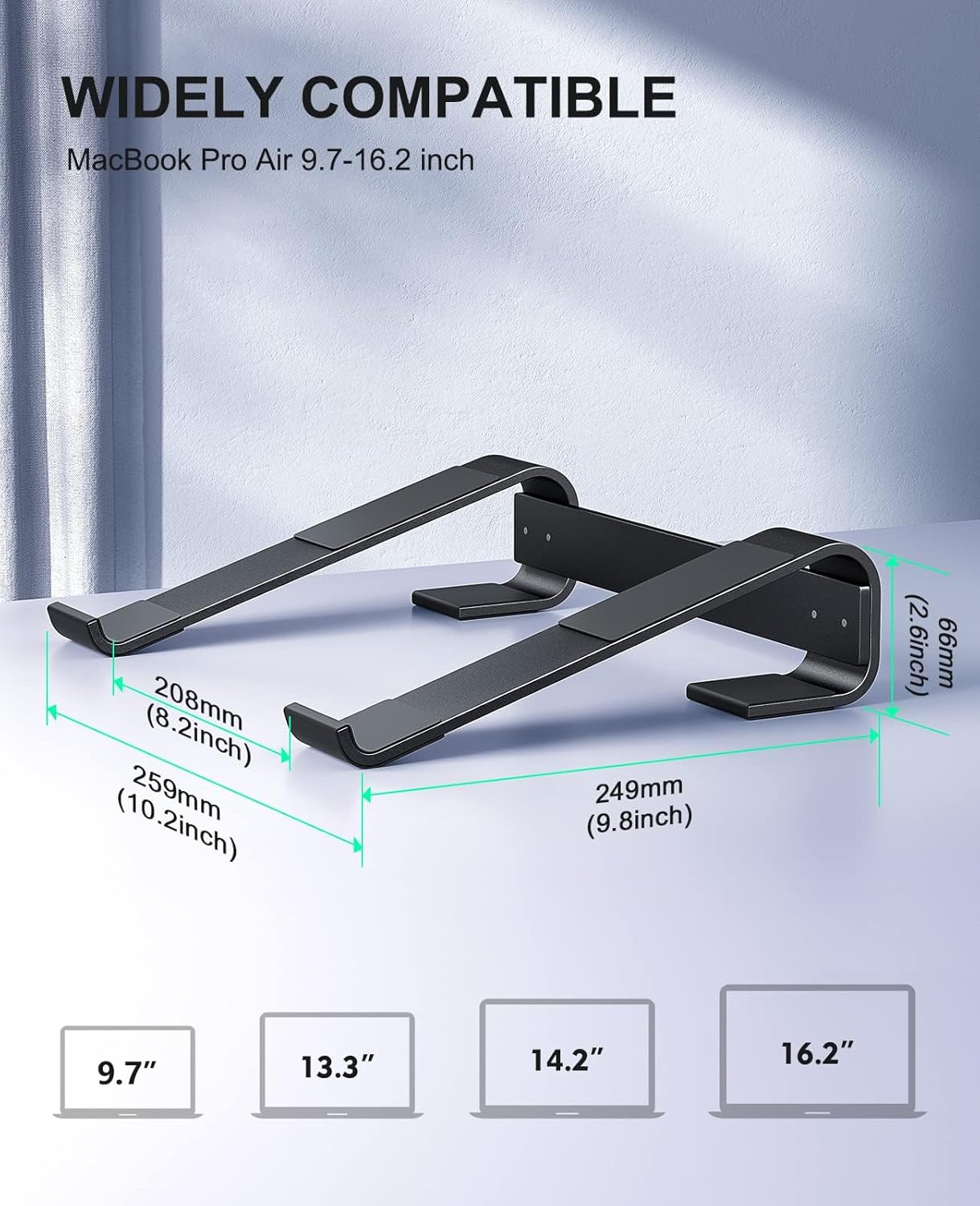 Soqool 12-17'' Laptop Stand for Desk, Ergonomic Detachable Laptop Riser, Aluminum MacBook Stand, Compatible with All